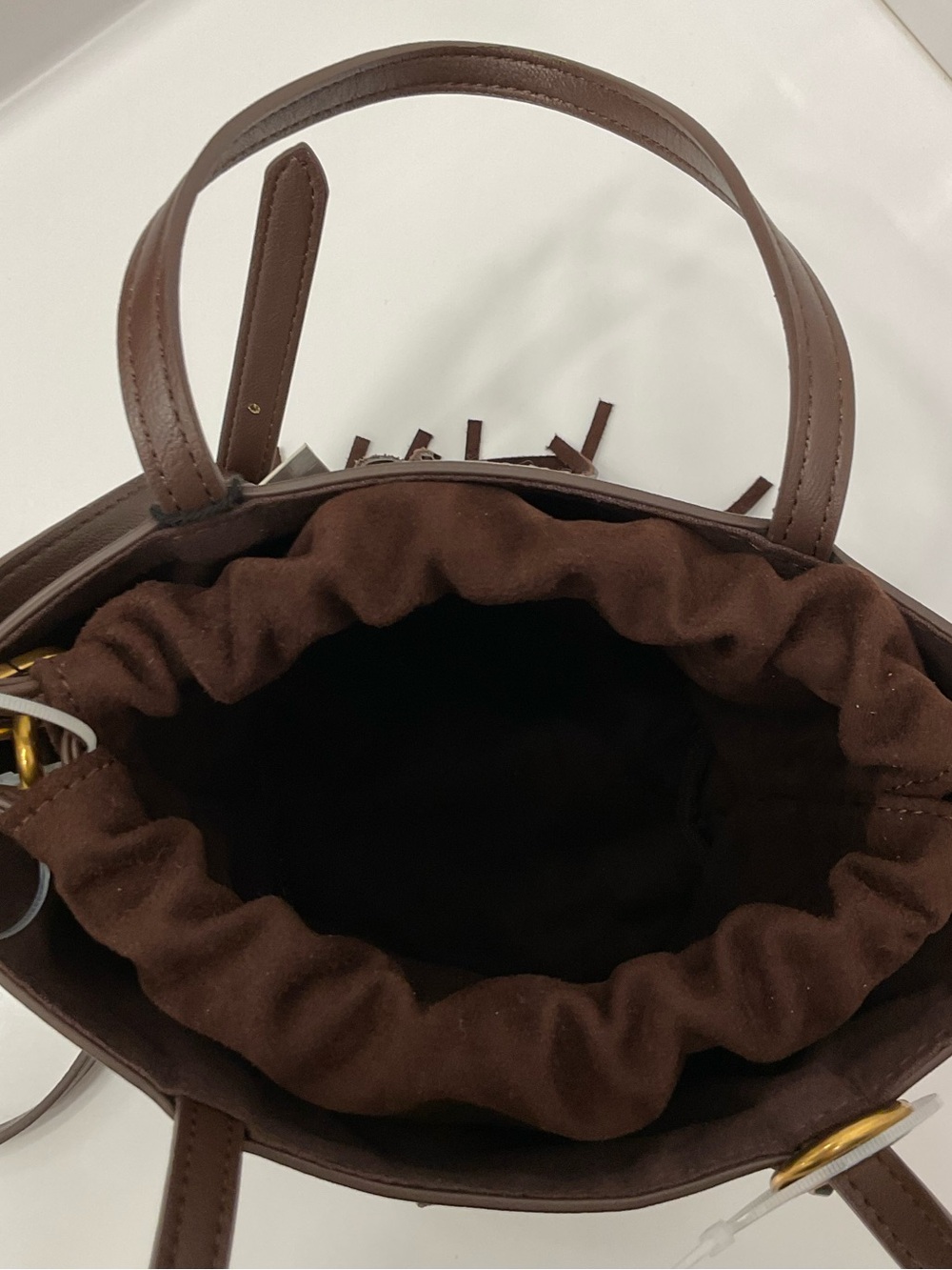 NWT Steve Madden Brown Fringe Bucket Shoulder Bag with Tassel - Picture 10 of 12